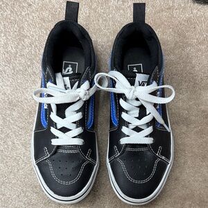 Vans Kids Black Sneakers with Blue Highlights